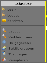 gebruikers menu